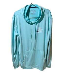 Reel Life Mens Fisherman Aqua Long Sleeve New Shirt Hooded UV Performance Sz XL